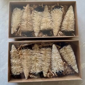 NWT Cream Bottle Brush Christmas Trees Set of 12 - Von Maur